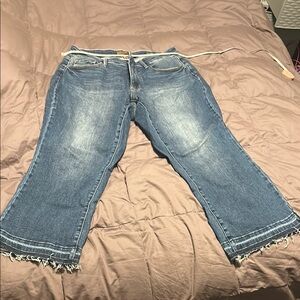 Judy Blue Flare Jeans with Frayed Hem